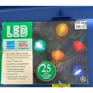 LED 25 ct multi color g40 globe ribbed lights